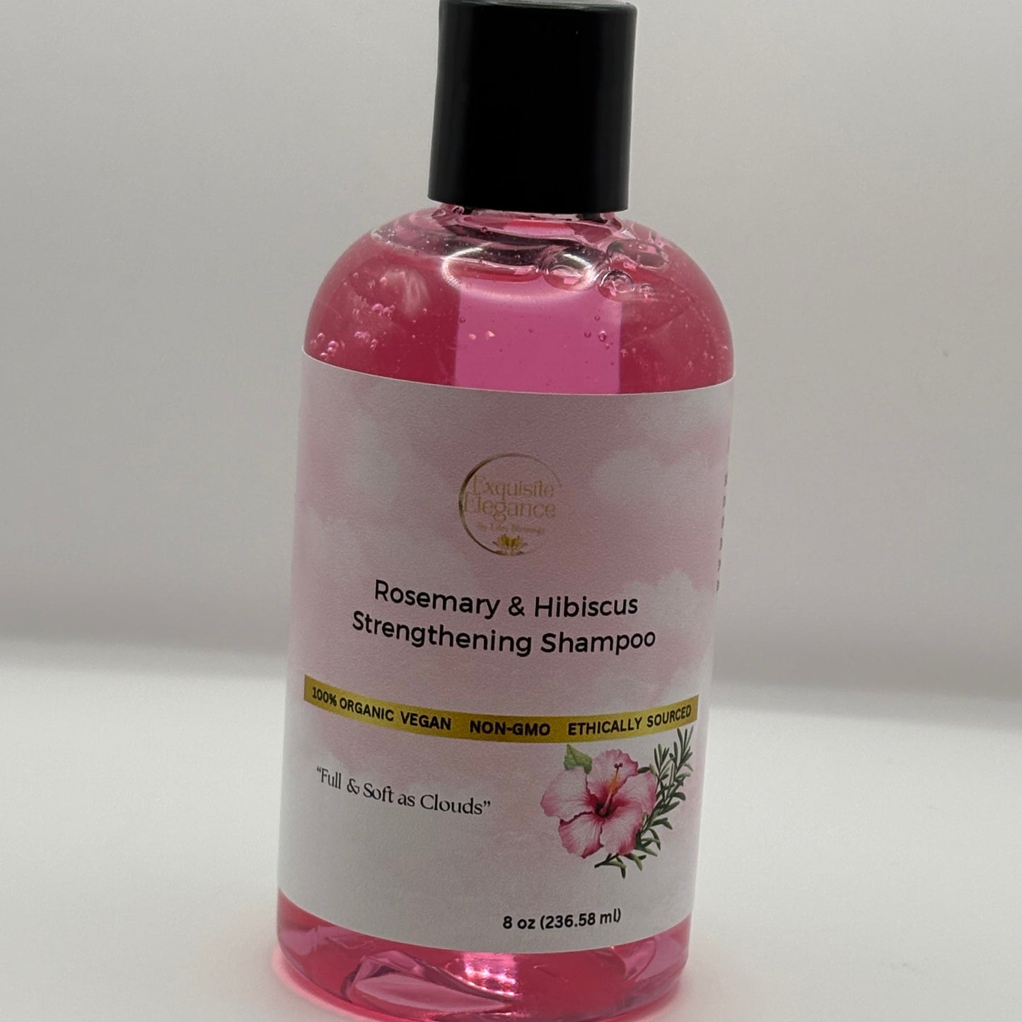 Champú fortalecedor con romero e hibisco (botella redonda Boston de 8 oz)