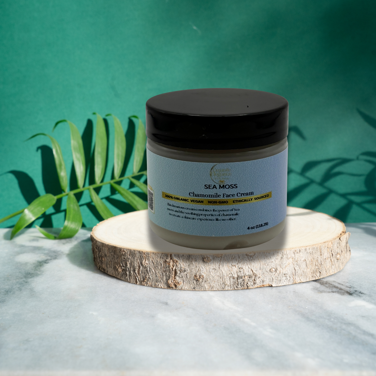 Crema facial de musgo marino y manzanilla (frasco de plástico de 2 oz)