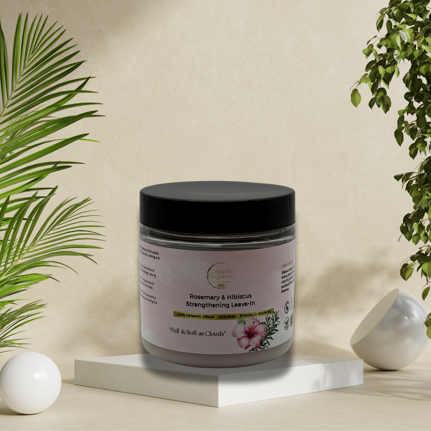 Rosemary & Hibiscus Strengthening Leave in (4oz Plastic Jar)